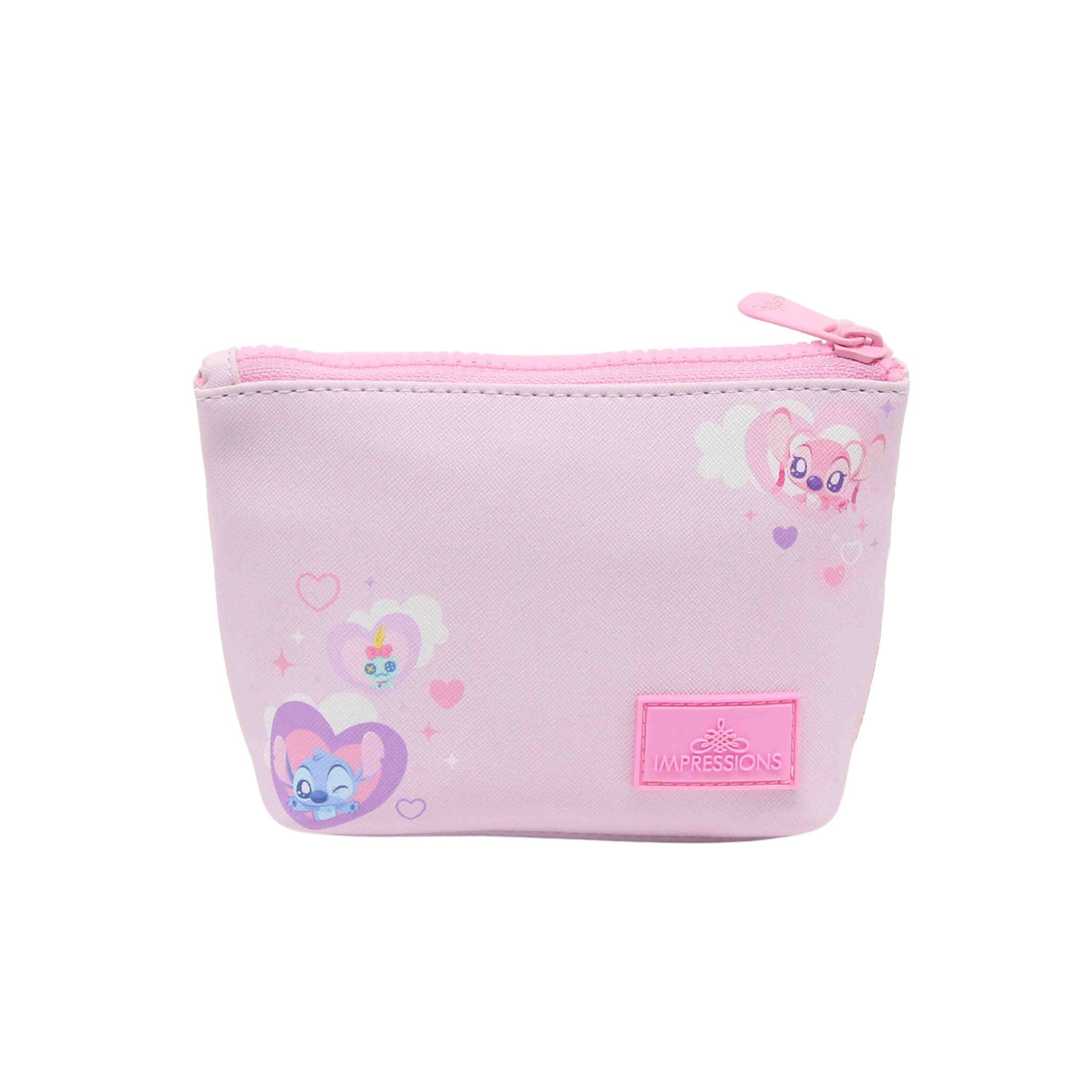 Left. Impressions Vanity Co. - Stitch & Angel Cosmetic Pouch - Pink.