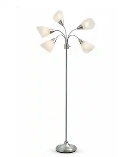 FINEAK - 5-Shade Adjustable Brightness Floor Lamp - Movable Shade Lighting - Silver