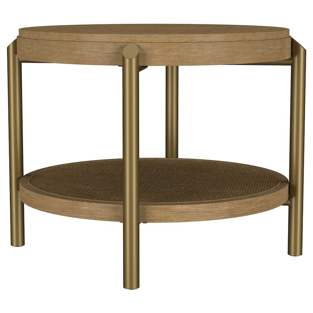Front. Coaster Co. of America - Arini Round End Side Table With Storage Shelf Sand Wash - Yellow.