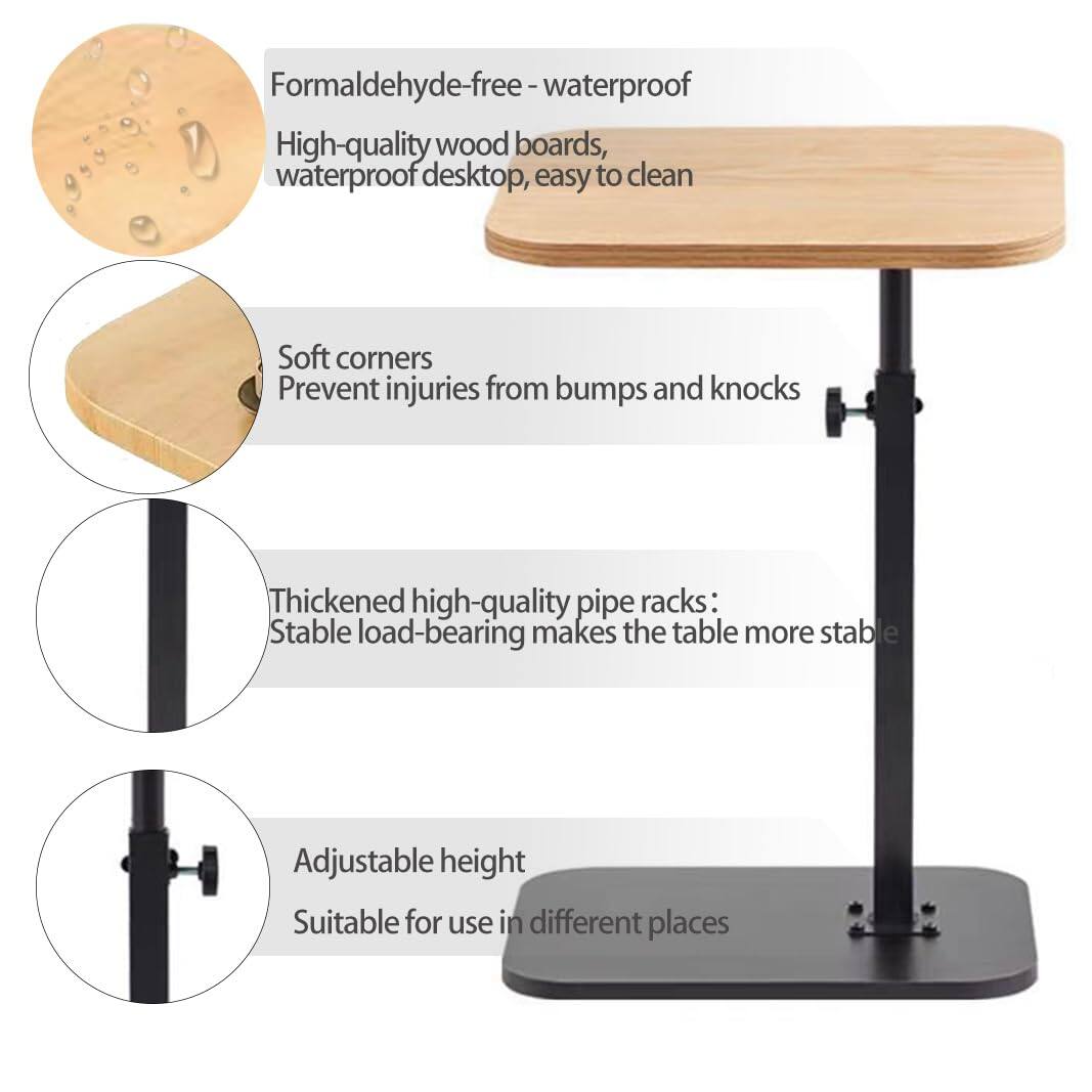 - Formaldehyde-free - waterproof
  - High-quality wood boards, waterproof desktop, easy to clean

- Soft corners
  - Prevent injuries from bumps and knocks

- Thickened high-quality pipe racks:
  - Stable load-bearing makes the table more stable

- Adjustable height
  - Suitable for use in different places