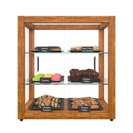 Koolmore - 20 In. 3-Tier Artisan Light Wooden Bakery Square Display case, 2.5 cu. ft. (KM-BDW-20L) - Ash wood color