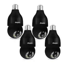 Energizer - 4-Pack Smart 5GHz 2K Security Auto Tracking P/T Light Bulb Socket Camera - Black