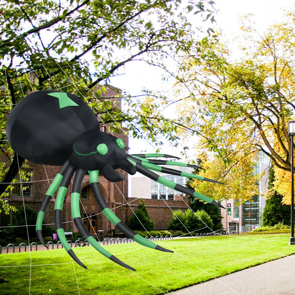 Alt View 12. Costway - 6FT Halloween Inflatable Blow-Up Spider w/ LED Lights Outdoor Yard Decoration - Black/Green.