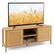 Front. Costway - Boho TV Stand for TV up to 55'' w/ Faux Rattan Door Side Cabinet & Open Shelf - Natural.