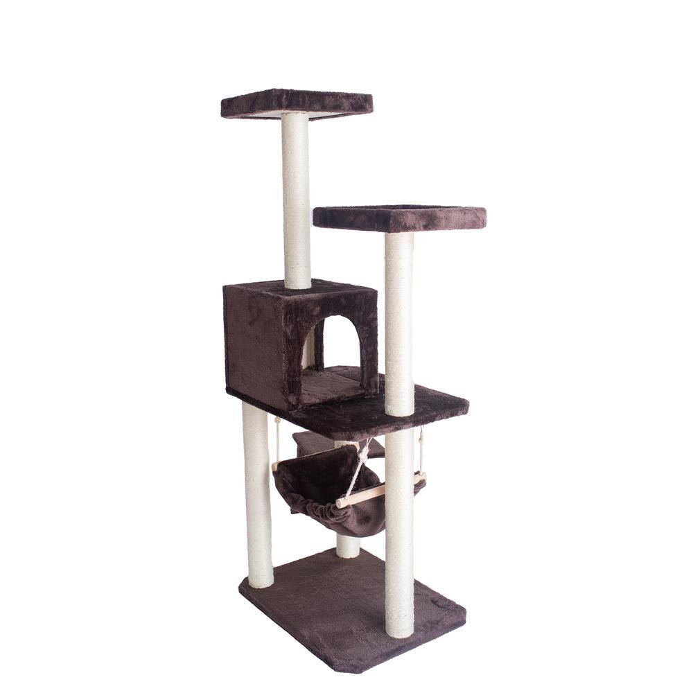 Alt View 1. Armarkat - 57Inch Real Wood Cat Tree In Coffee Brown With Four Levels Ramp - Brown.