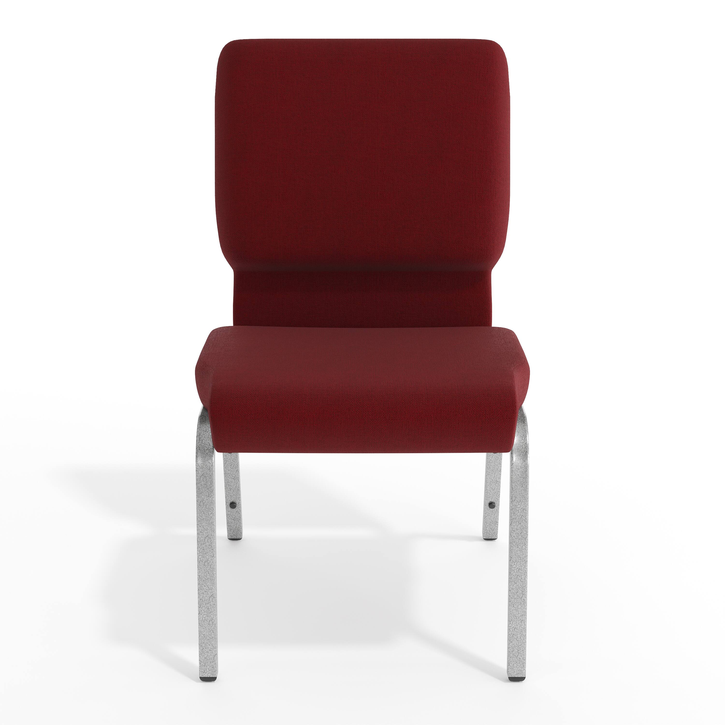 Alt View 9. Emma + Oliver - 18.5"W Stacking Church/Reception Guest Chair - Burgundy Fabric/Silver Vein Frame.