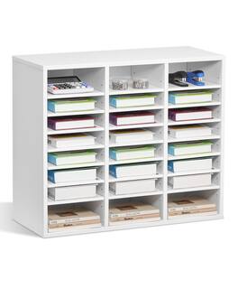 VEVOR - Literature Organizer, 24 Compartments Office Mailbox with Adjustable Shelves - White