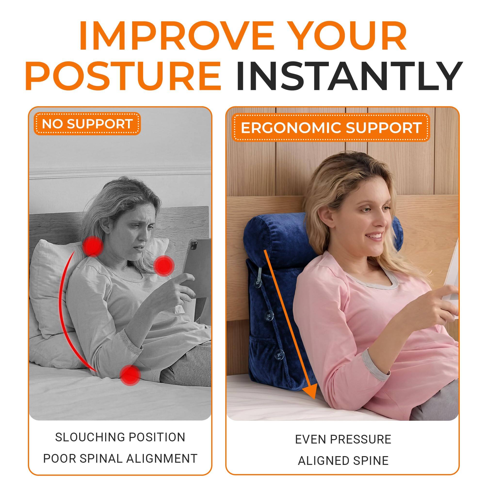IMPROVE YOUR POSTURE INSTANTLY

NO SUPPORT
SLOUCHING POSITION
POOR SPINAL ALIGNMENT

ERGONOMIC SUPPORT
EVEN PRESSURE
ALIGNED SPINE