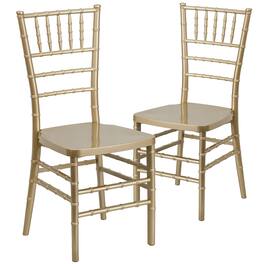 Emma + Oliver - 2 Pack PREMIUM Resin Stacking Chiavari Chair - Gold
