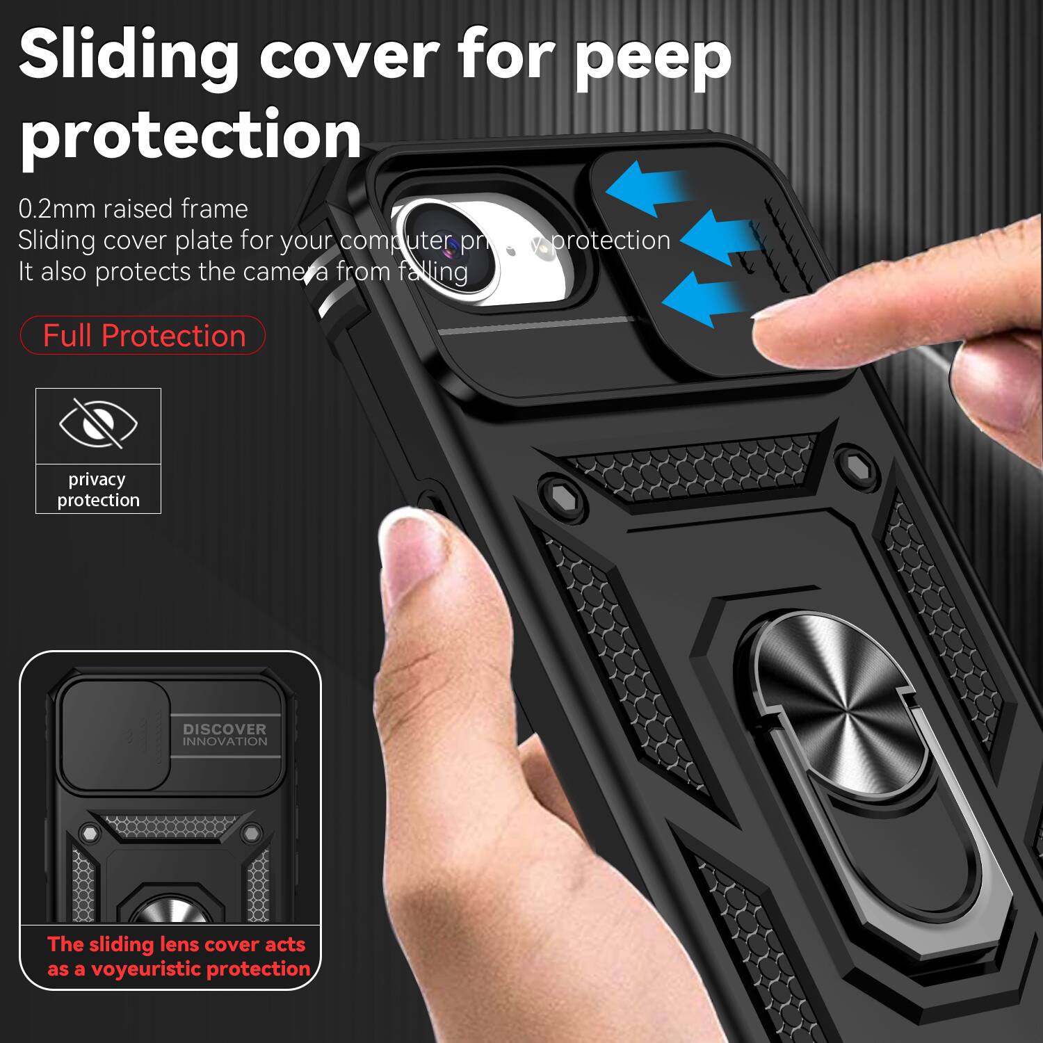Dteck Rotatable Ring Kickstand Case for iPhone 16e/17e, Shockproof ...