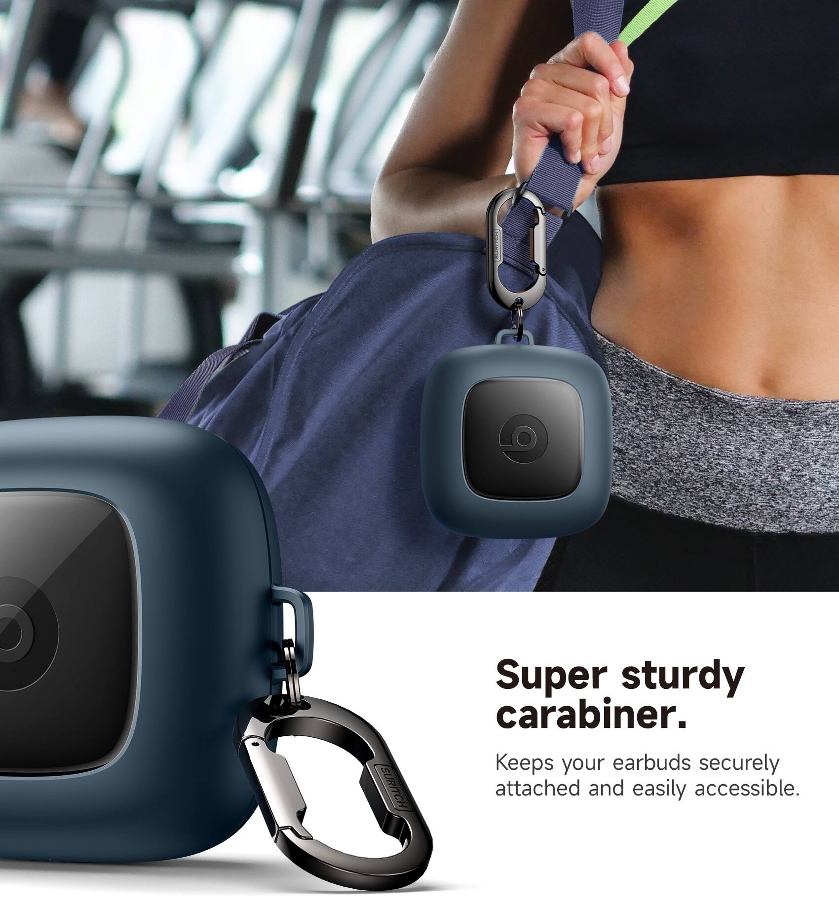 EURITCH Super sturdy carabiner. Keeps your earbuds securely attached and easily accessible.