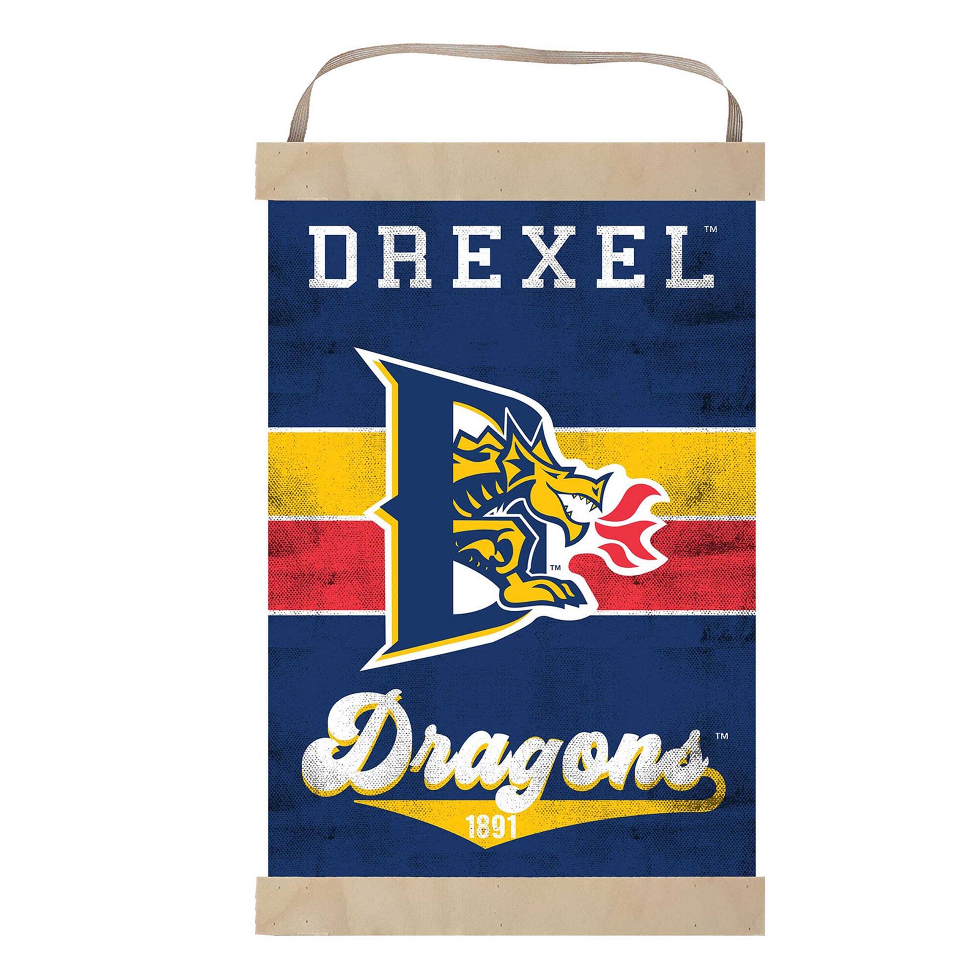 Jardine - Drexel Dragons Reversible Retro Logo Banner Sign - Blue