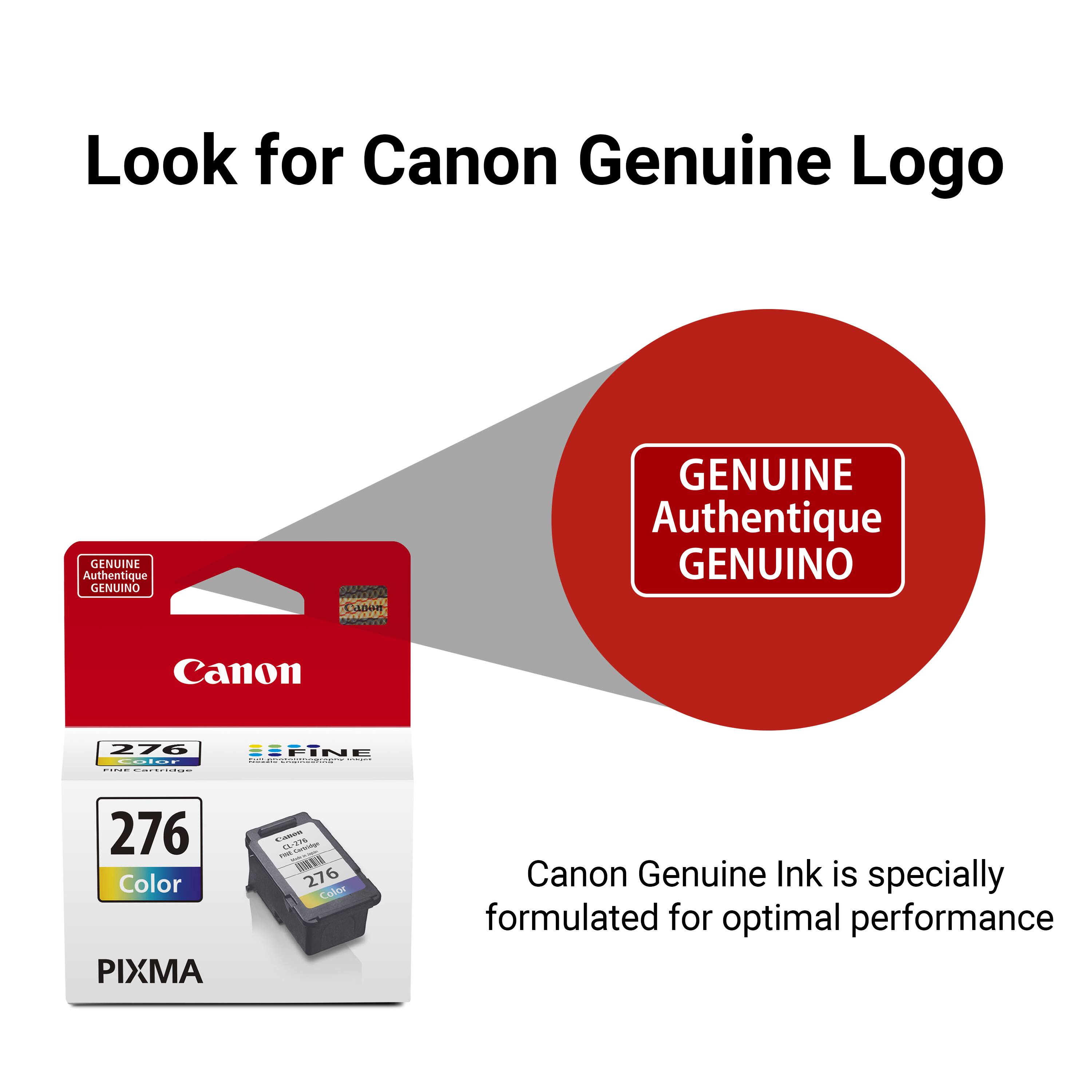 Look for Canon Genuine Logo GENUINE Authentique GENUINO Canon 276 Color PIXMA TS9120 Series Ink is specially formulated for optimal performance.