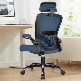 KERDOM - Ergonomic High Back Office Chair, Computer Chair with Adjustable Height, Lumbar Support Home Office Swivel Gaming Chair - Navy Blue
