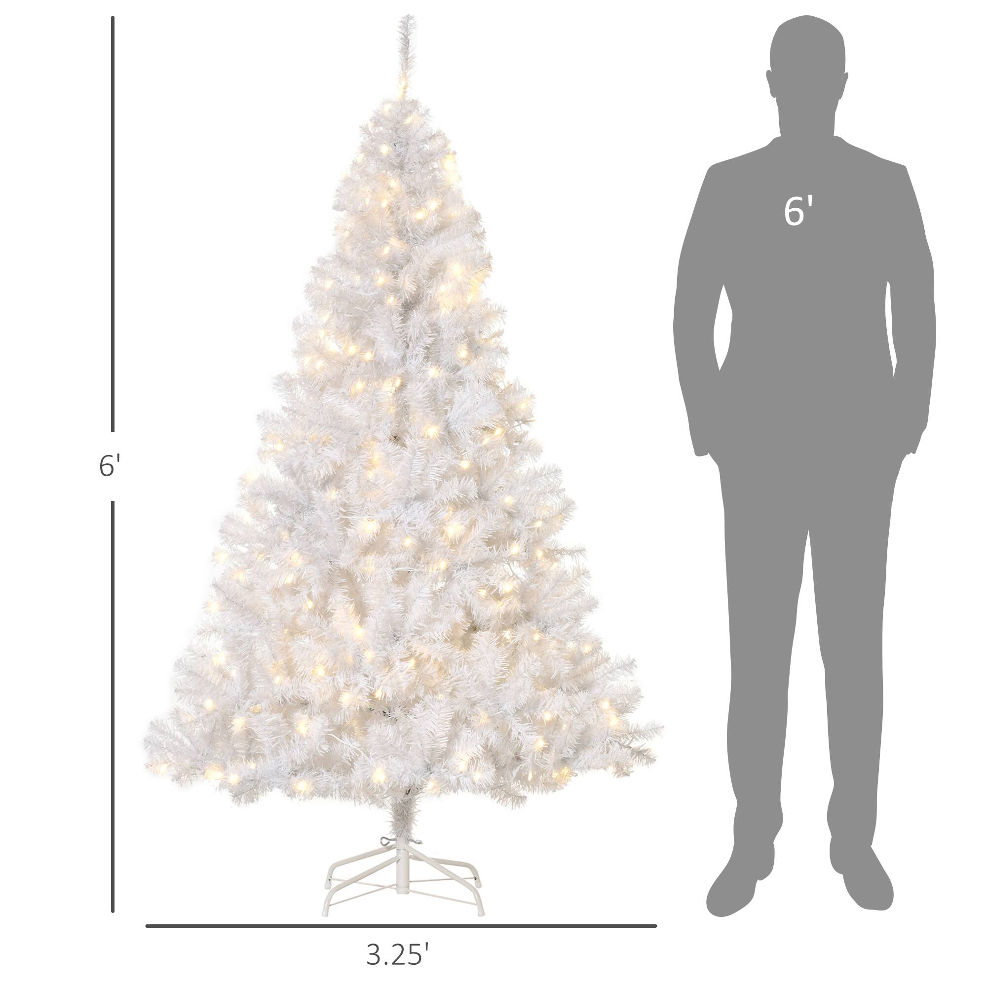 Alt View 2. Homcom - Tall Prelit Artificial Christmas Tree Holiday Décor with 1000 Realistic Branches, Warm White 200 LED Lights - White.