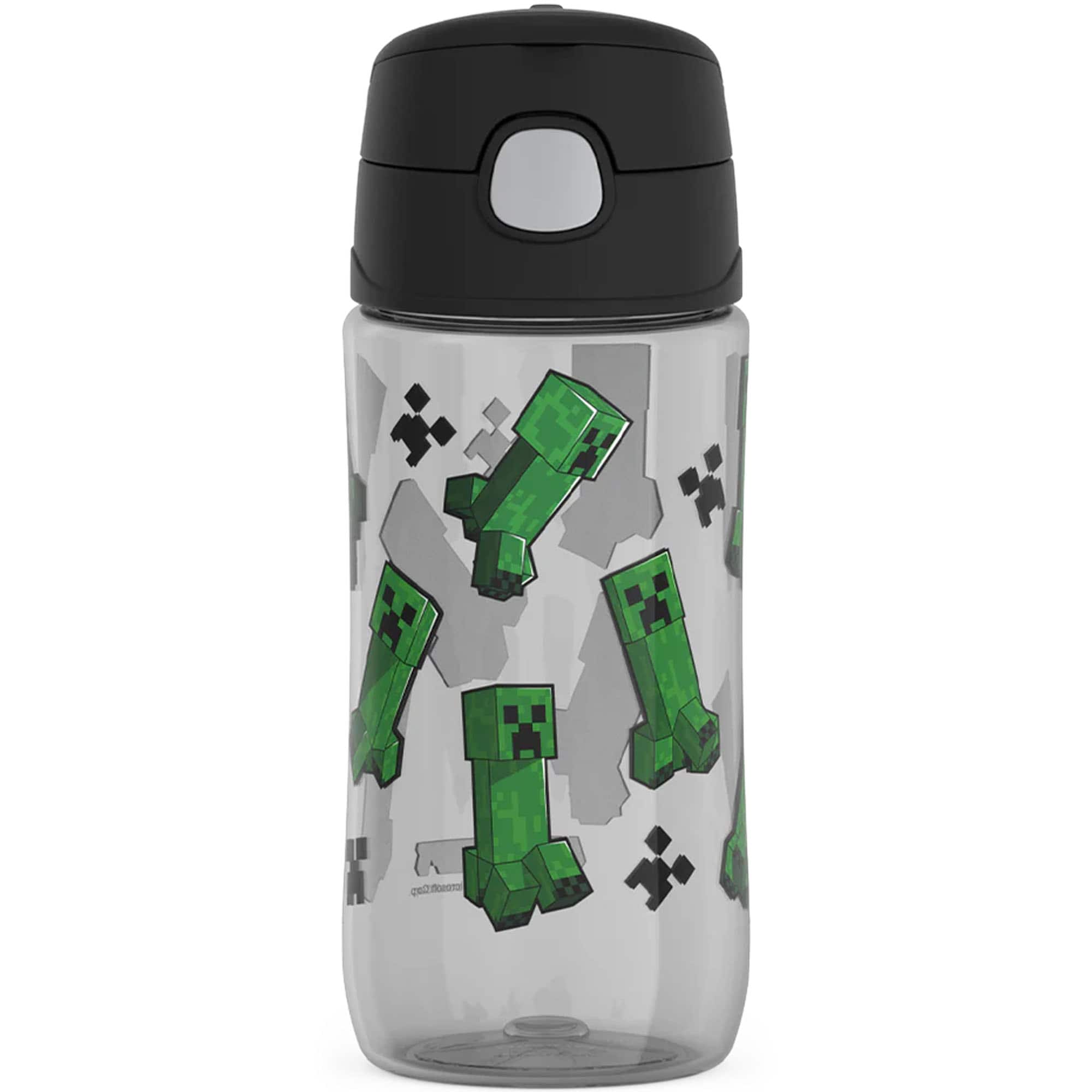 Thermos - 16 oz. Kid's Funtainer Plastic Water Bottle w/ Spout Lid - Minecraft - Minecraft Clear