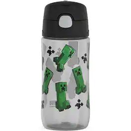 Thermos - 16 oz. Kid's Funtainer Plastic Water Bottle w/ Spout Lid - Minecraft - Minecraft Clear