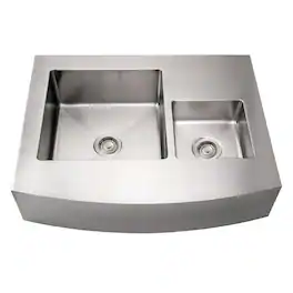Whitehaus - Noah's Collection Brushed Stainless Steel Commercial Double Bowl Sink - Silver