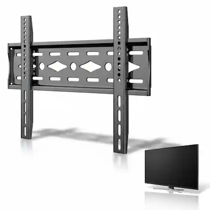 Front. Dazzed Corner - Fixed TV Wall Mount 26–65", Ultra Slim, VESA 400x400, 110 lbs - Black.