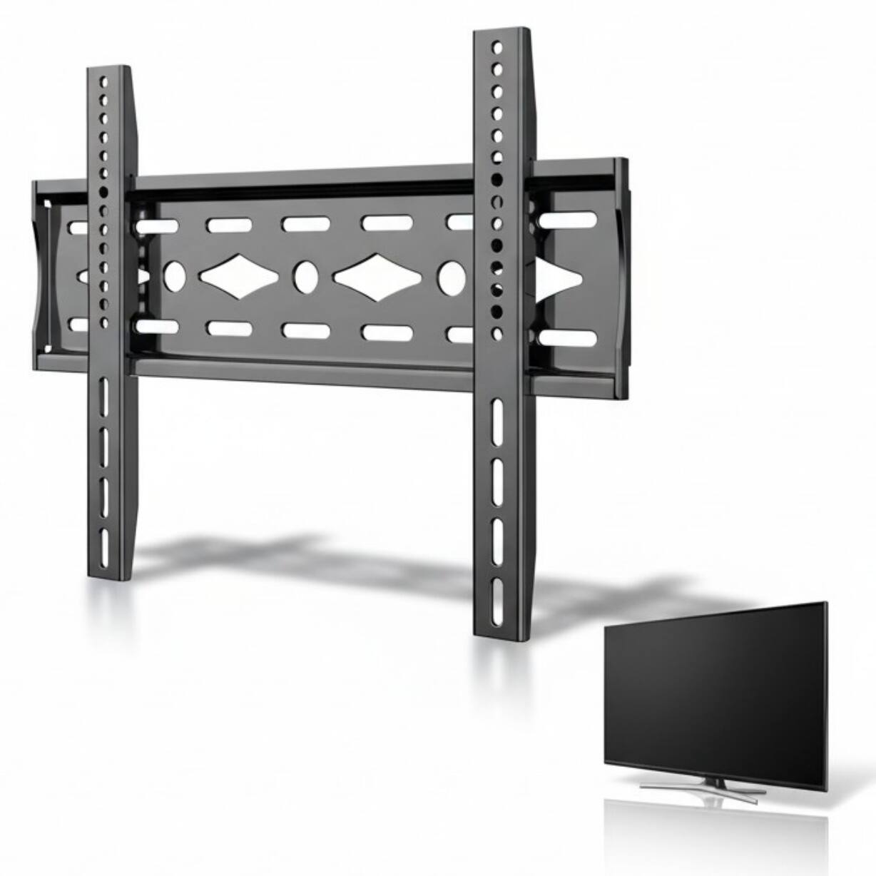 Front. Dazzed Corner - Fixed TV Wall Mount 26–65", Ultra Slim, VESA 400x400, 110 lbs - Black.