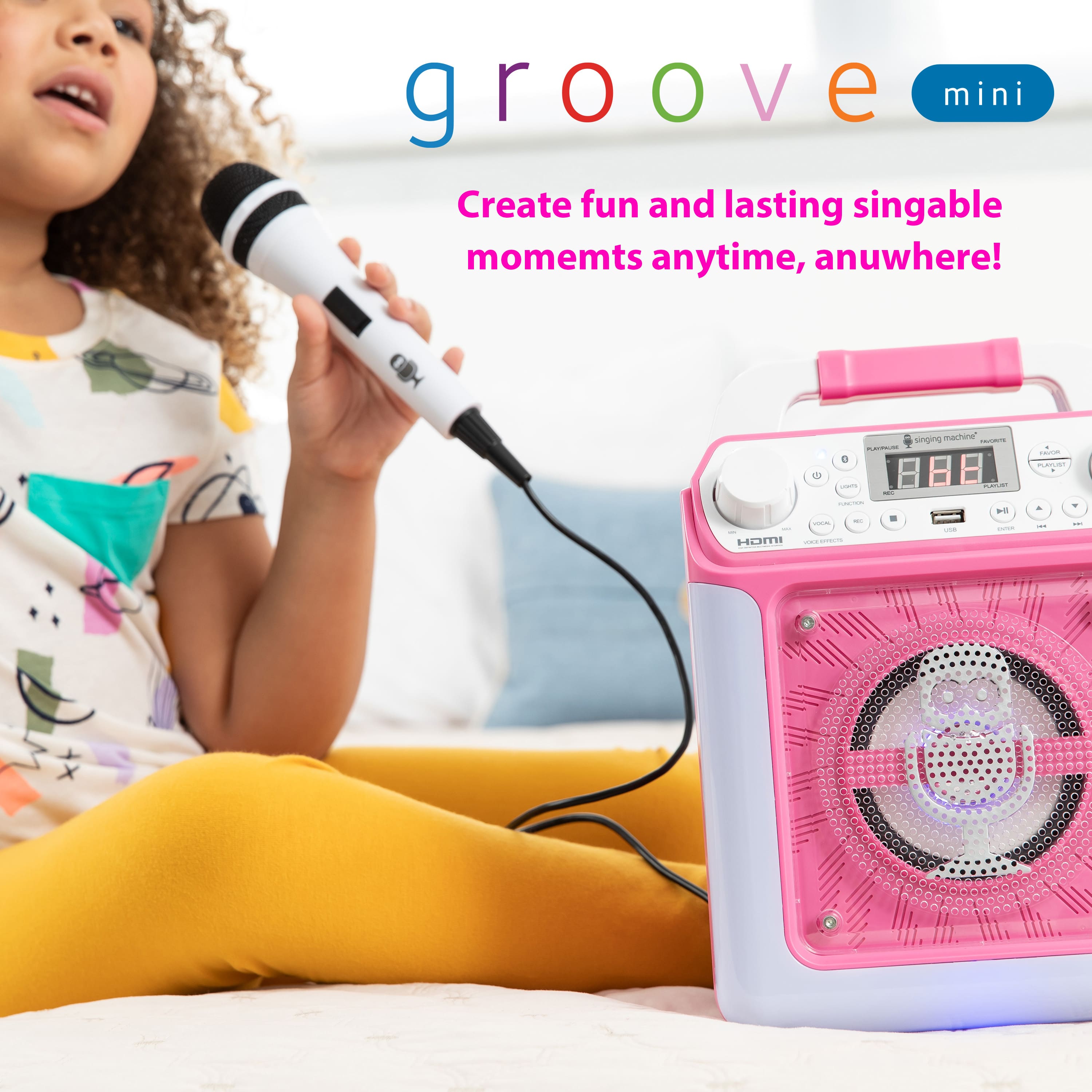 Groove Mini: Create fun and lasting singable moments anytime, anywhere! OH HOMY - singing water - a 5-in-1 karaoke machine.