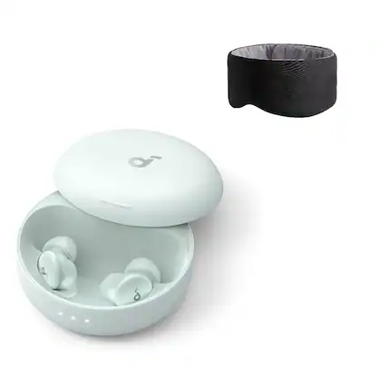 Front. Soundcore - Soundcore - by Anker Sleep A30 Smart ANC Sleep Earbuds with Breescape Cooling Eye Mask - Mist Green Set - Mist Green.