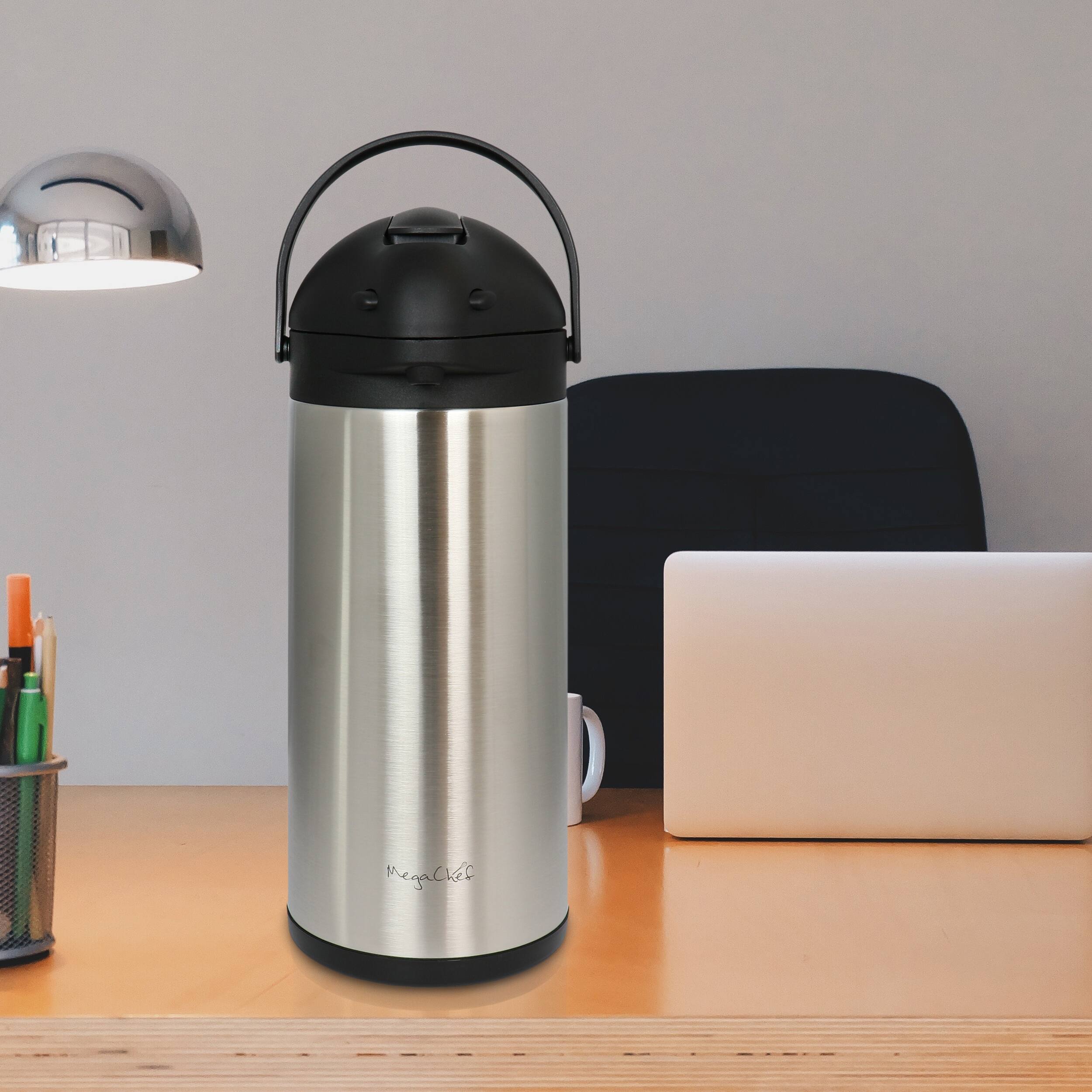 Alt View 4. MegaChef - MegaChef 5.3 Quart Stainless Steel Vacuum Body Pump Cap Air Pot - Silver.