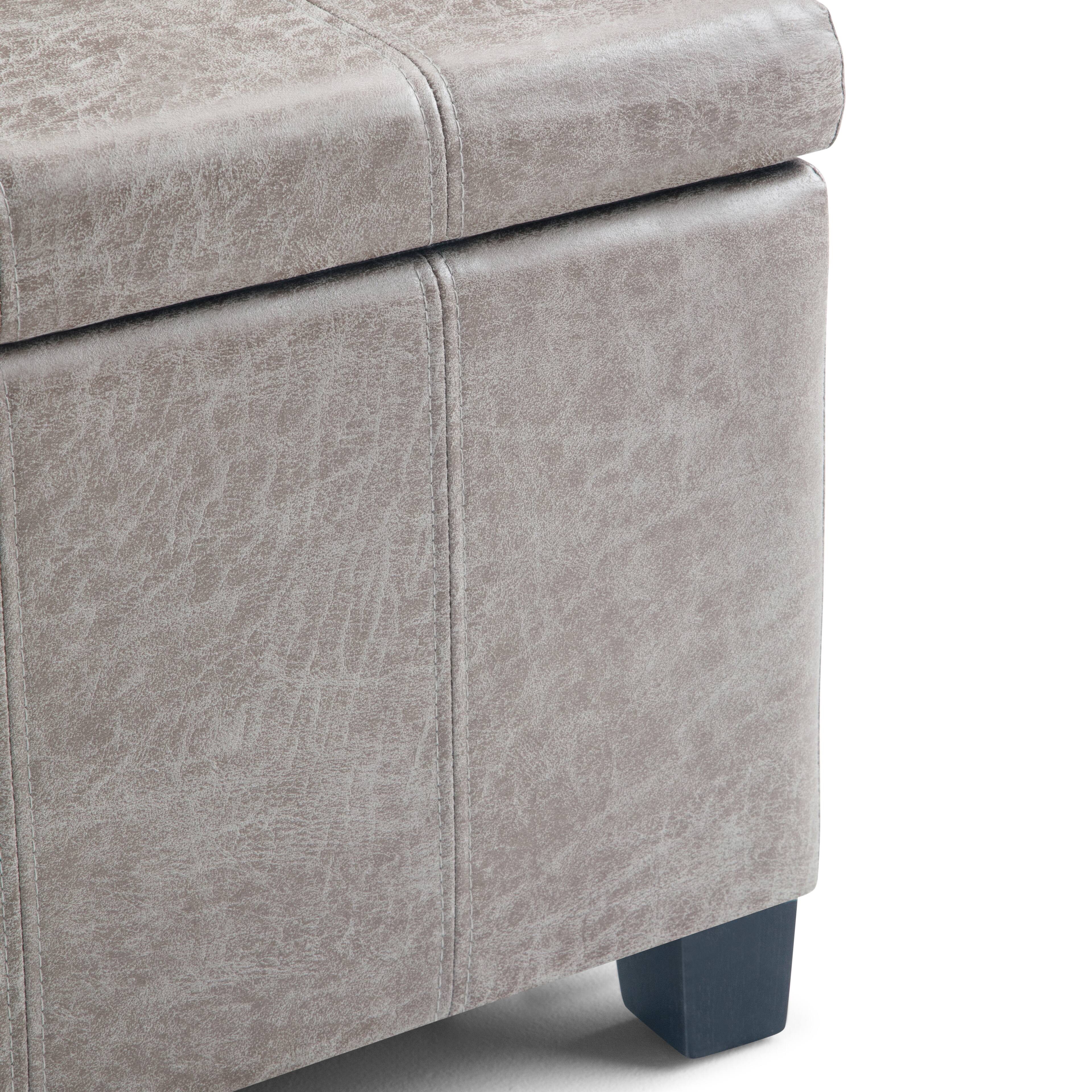 Alt View 15. Simpli Home - Dover 36 inch Wide Contemporary Rectangle Storage Ottoman Bench - Distressed Gray Taupe.