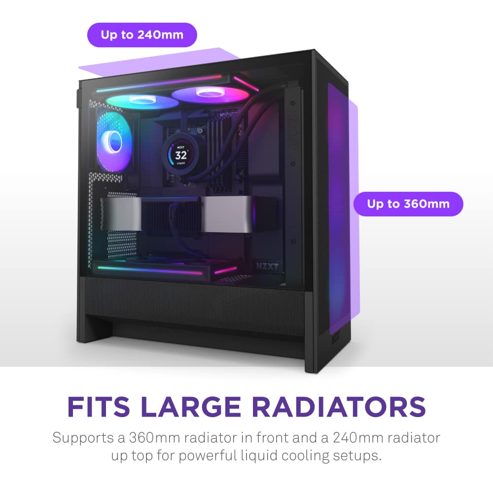 NZXT H5 Flow RGB 2024 Compact ATX MidTower Airflow PC Case Black CCH52FBR1 Best Buy