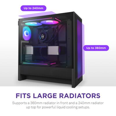 NZXT H5 Flow RGB 2024 Compact ATX Mid Tower Airflow PC Case Black NZXT H5 Flow RGB 2024 Compact ATX Mid Tower Airflow PC Case Black