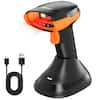 Front. AGPtek - Bluetooth & 2.4GHz Wireless Barcode Scanner 2D/1D QR Code Reader - Black Orange.