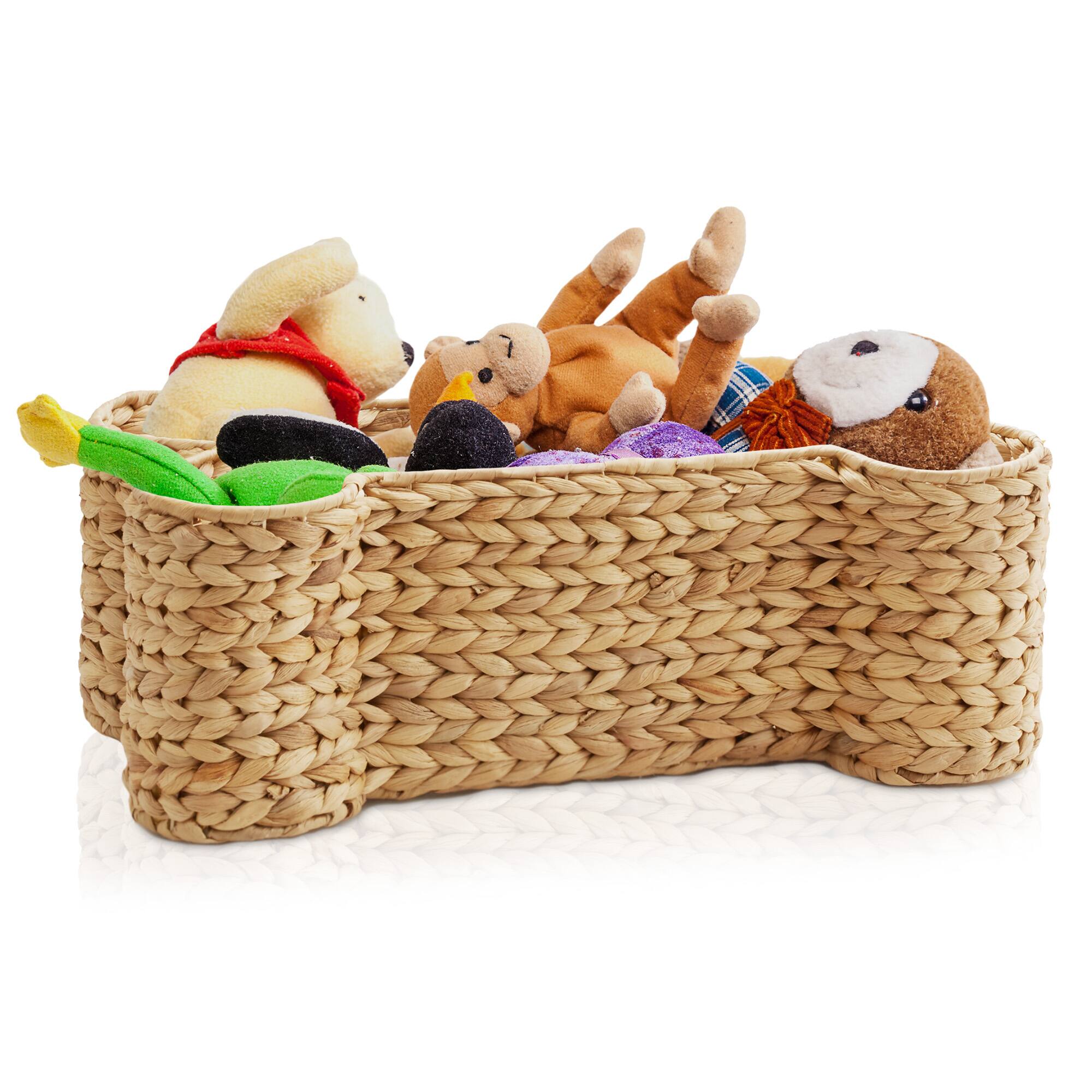 Alt View 5. Casafield - Dog Bone Shaped Storage Basket Organizer Bin for Pet Toys - Natural.