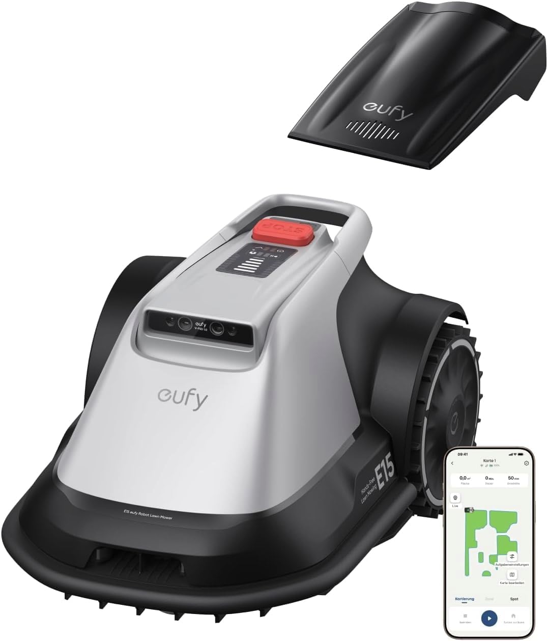 eufy - E15 Robot Lawn Mower,Max 0.2 Acres,Wireless Robot Mower with Auto Mapping,Vision Navigation,Multi-Zone Management - Gray