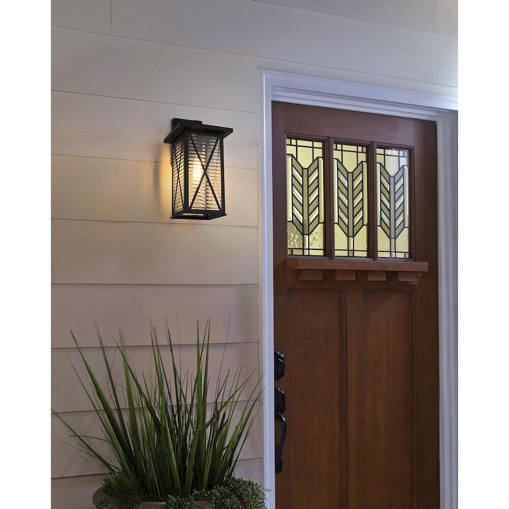 Alt View 4. Elegant Lighting - Jada 12 inch Outdoor Wall sconce in Black - Black And Clear.