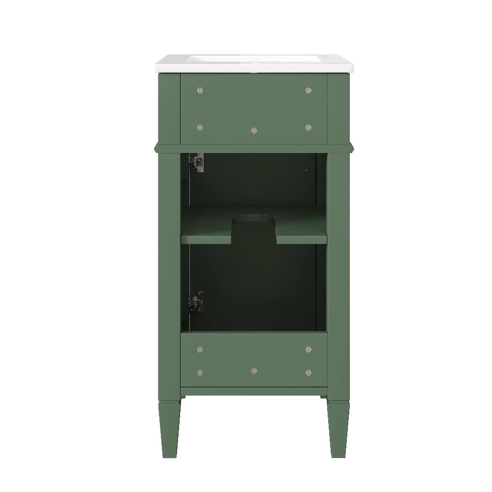 Alt View 10. Loheer - Loheer 16 inch bathroom vanity with sink French style freestanding single vanity set green - Green.