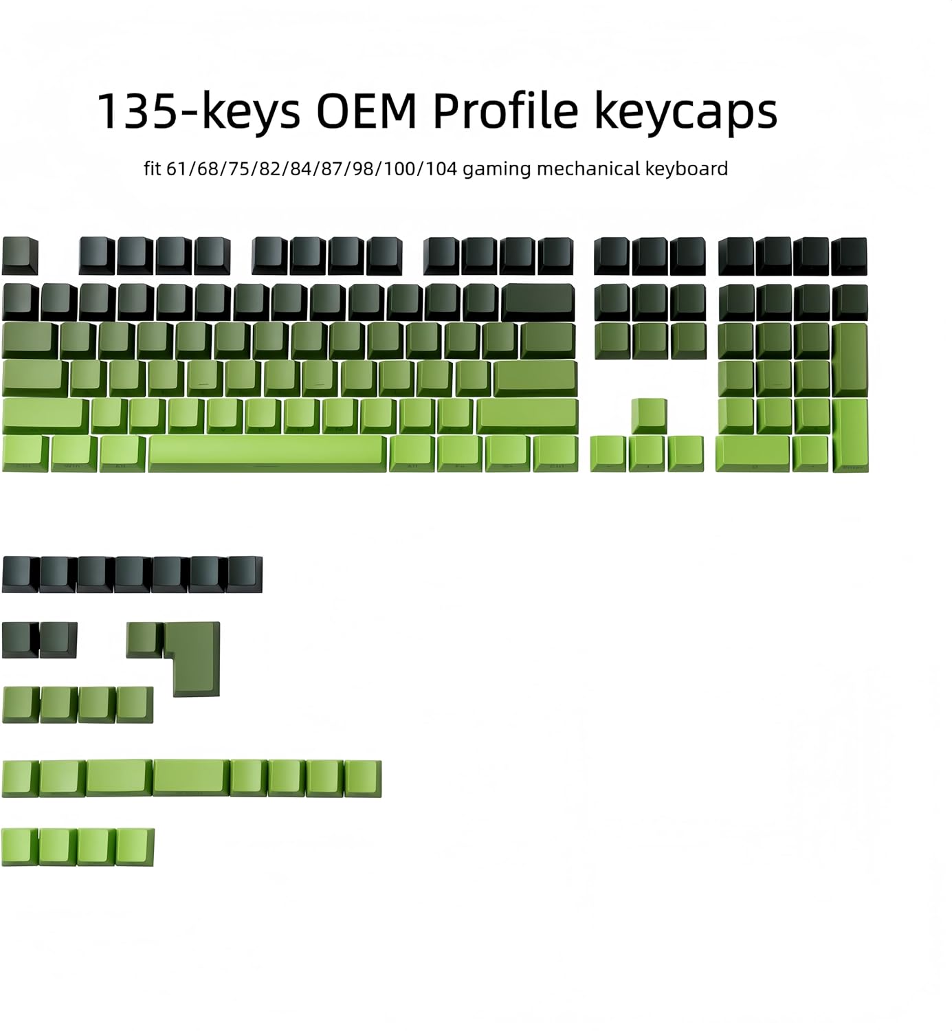 135-keys OEM Profile keycaps fit 61/68/75/82/84/87/98/100/104 gaming mechanical keyboard