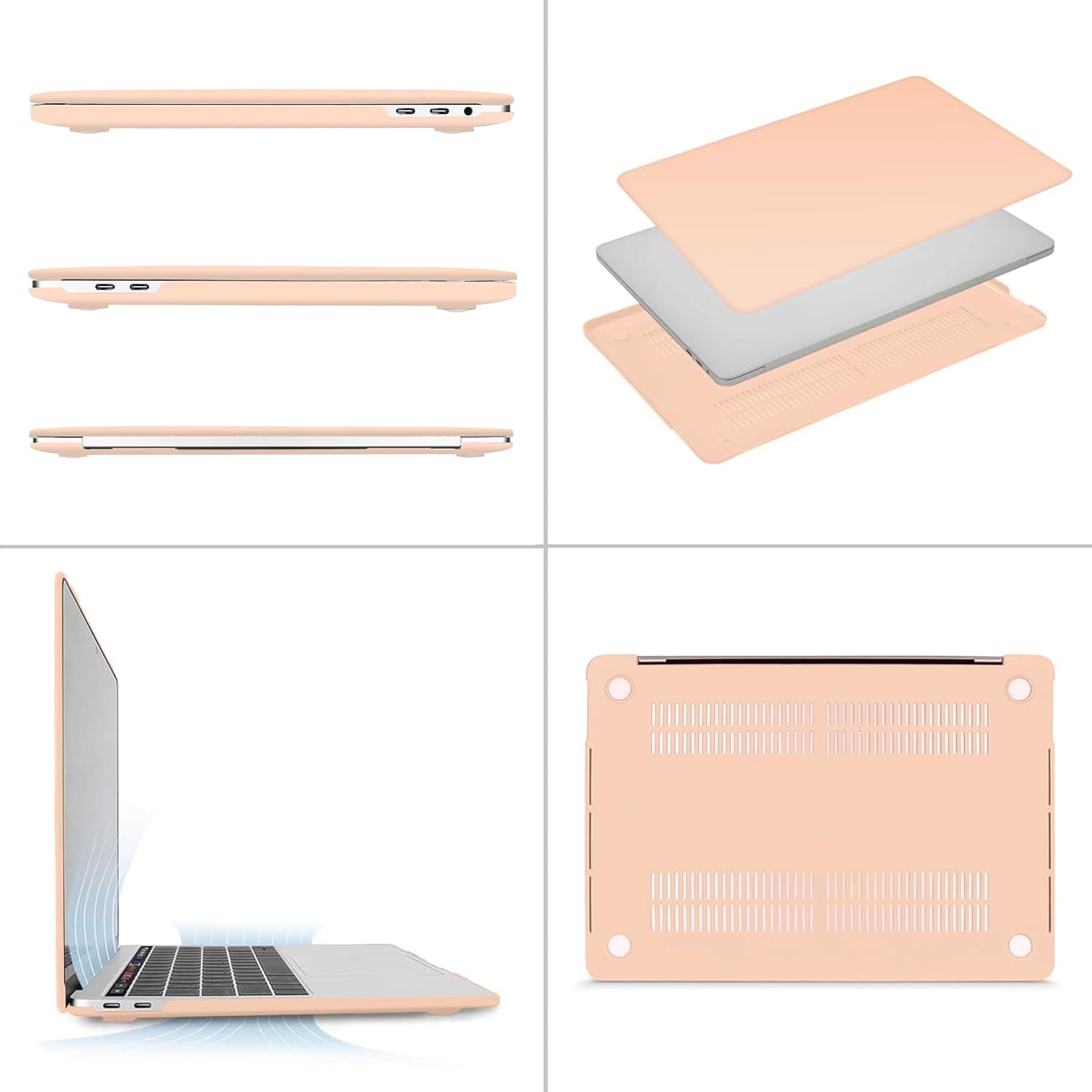 Alt View 1. mosiso - MacBook Pro 13" hard shell case with keyboard skins, screen protector and storage bag - Peach Fuzz.