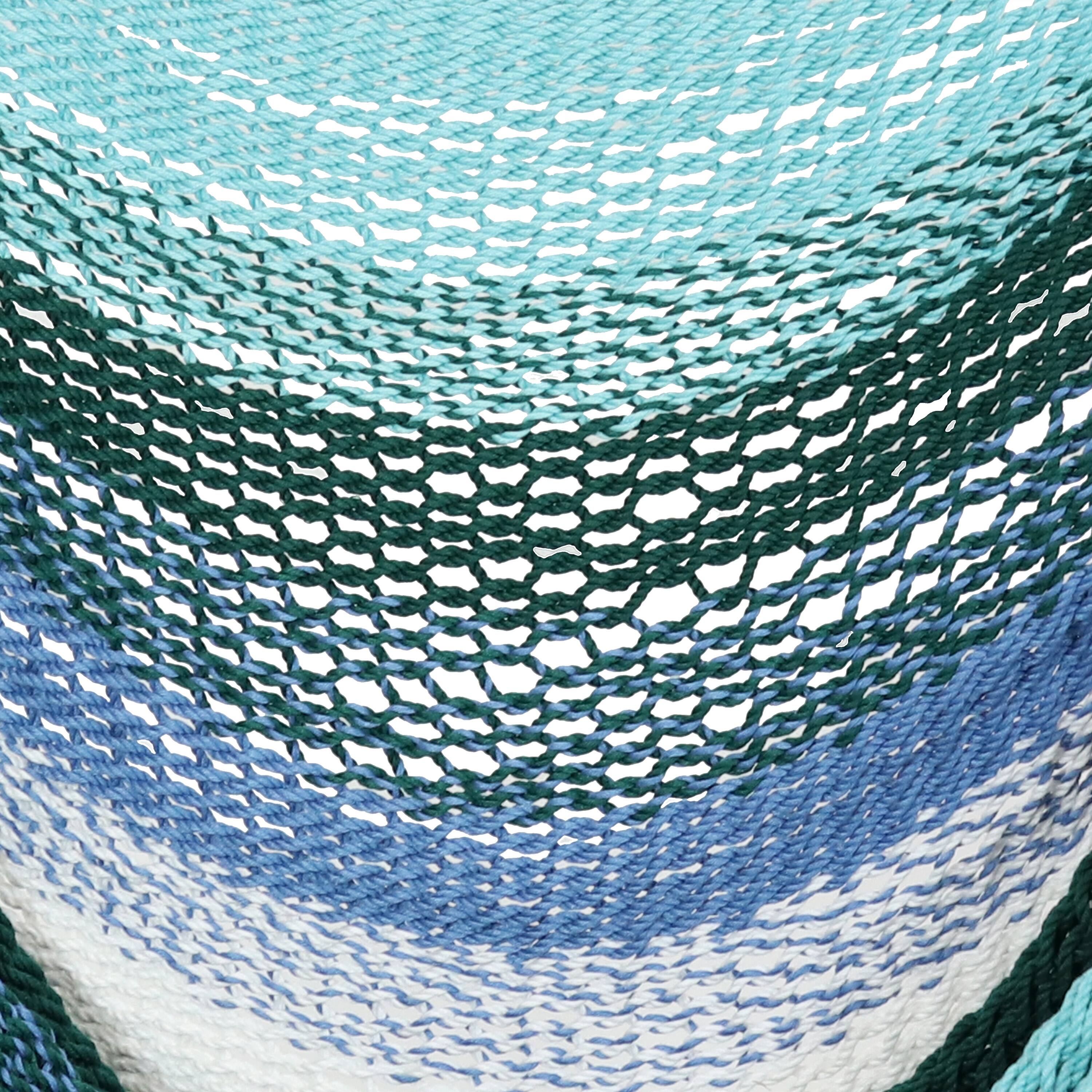 Alt View 5. Sunnydaze - Polyester Rope Hammock Chair with Cushions - Lagoon Stripes.