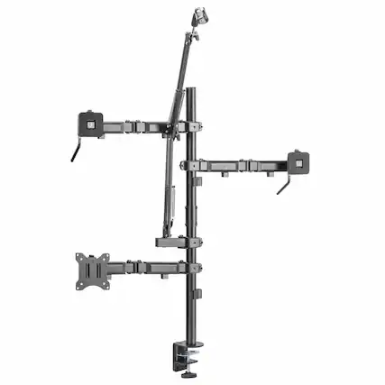 Front. Mount-It! - All-In-One Studio Mount for Dual Monitors Up to 32" With Camera & Mic Arm Setup - Black.