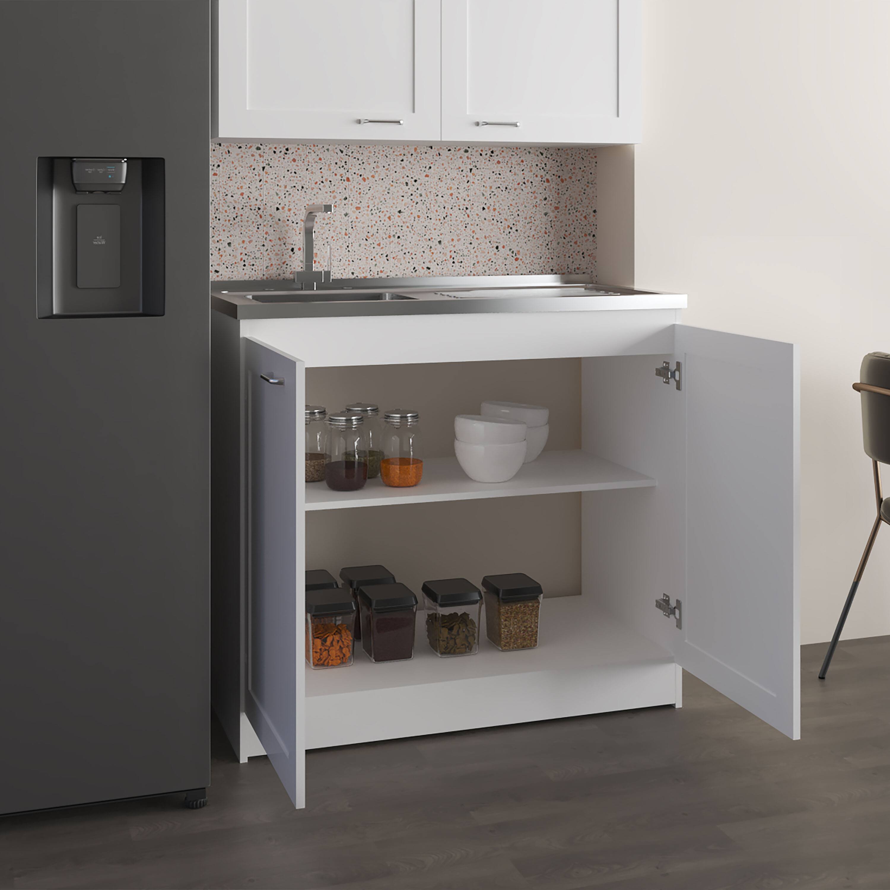 Back. TuHome - Zurich 39" Wide Utility Sink, Base Cabinet Two-Door Cabinet With Two Shelves, Stainless Steel Sink - White.