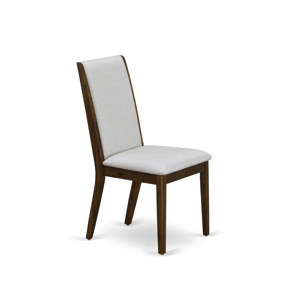 Back. East West Furniture - HBLA5-AWA-05 5 Pc Dining Table Set - Dining Room Table with 4 Grey Dining Chairs - Acacia Walnut Finish - Antique Walnut.
