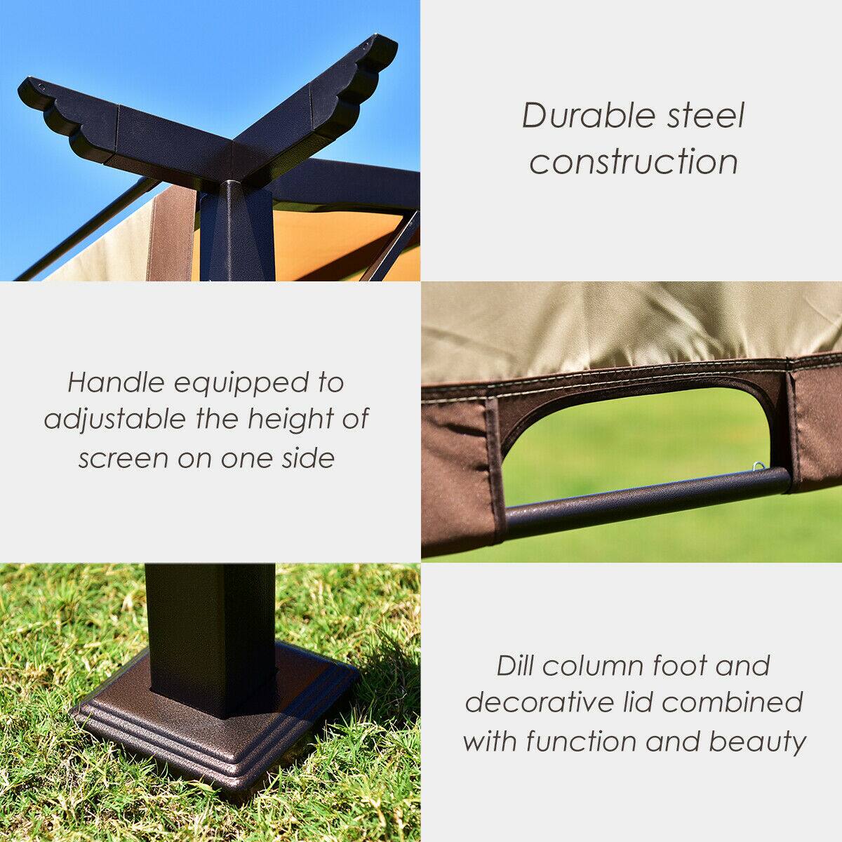 - Durable steel construction
- Handle equipped to adjustable the height of screen on one side
- Dill column foot and decorative lid combined with function and beauty
