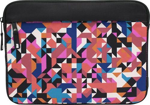Front Standard. M-Edge - Printed Laptop Sleeve - Black/Orange/Pink.