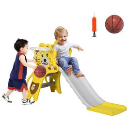 Qaba - 3-in-1 Indoor Slide, w/ Basketball Hoop & Climber, 18-36mths