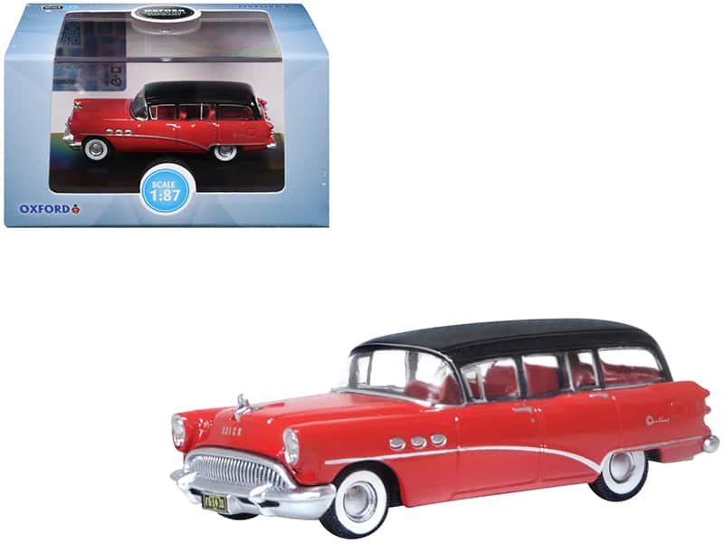 1954 Buick Century Estate Wagon Matador Red & Carlsbad Black w/ Red Interior 1/87 (HO) Scale Model Car by Oxford Diecast price history on PriceWatchPro