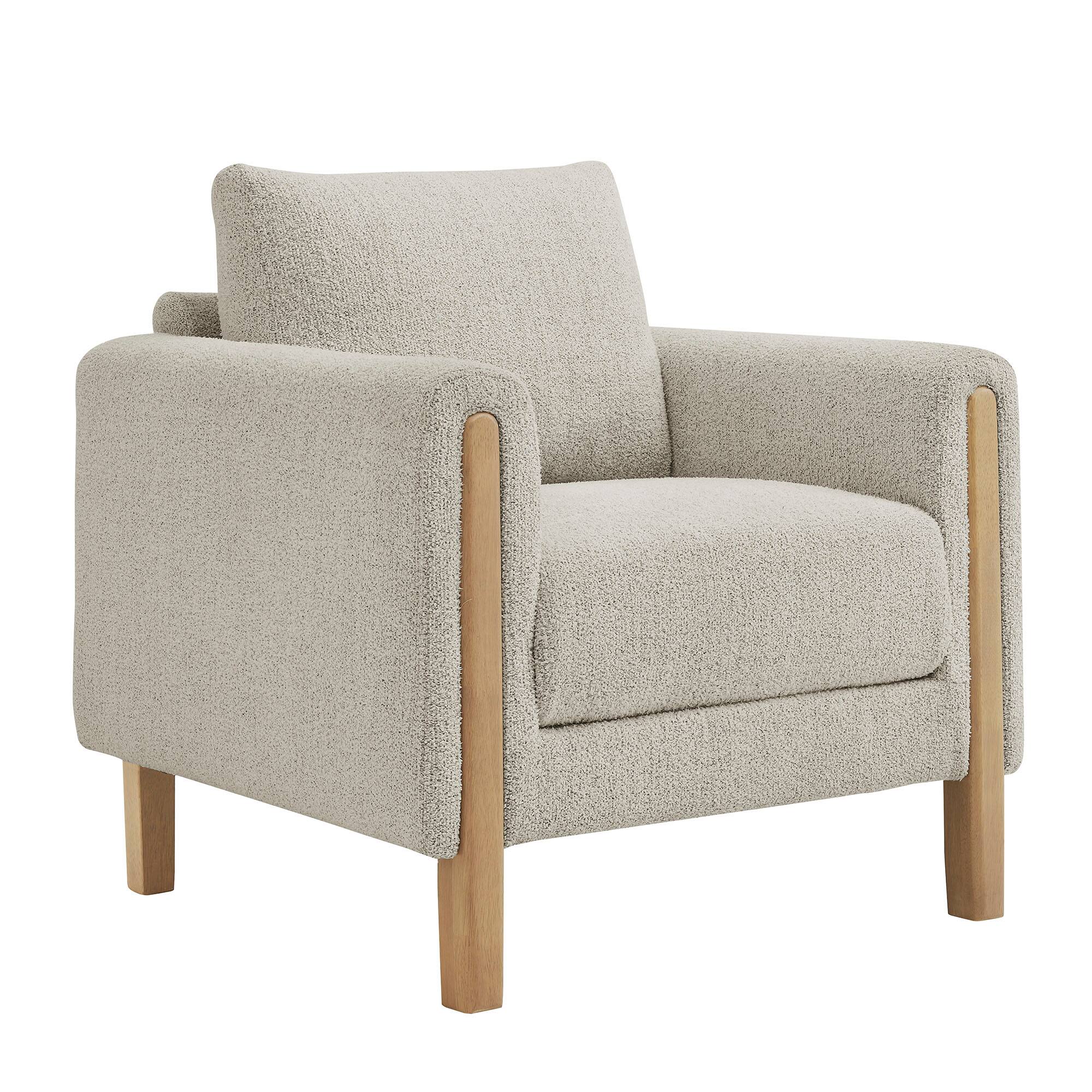 Angle. Modway - Hawken Boucle Fabric Accent Armchair by Modway - Parchment Beech.