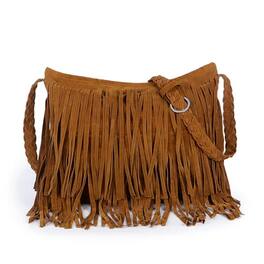 DORLUKFU - Fringe Crossbody Bags Women, Large Tassels Shoulder Bag with Woven Shoulder Strap Hobos for Daily Travel - Brown