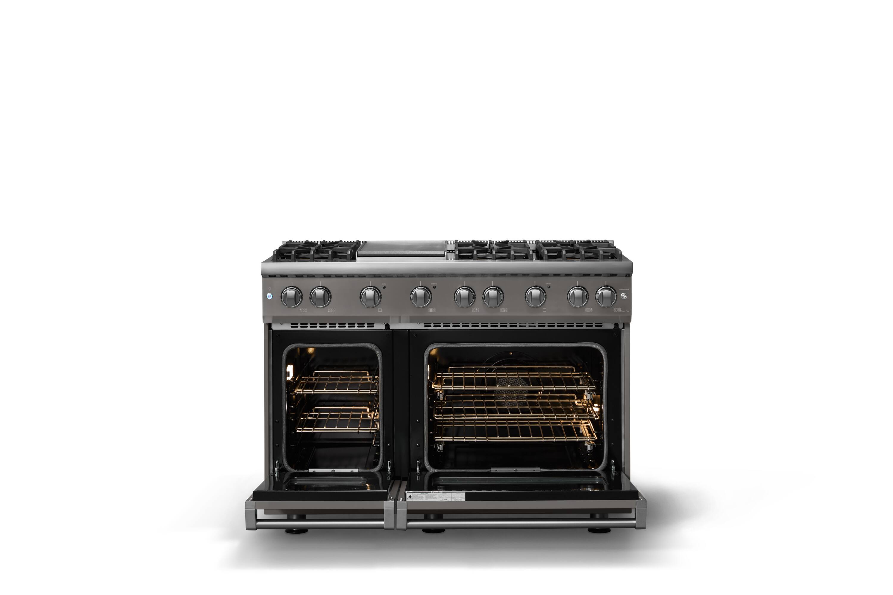 Alt View 2. Viking - 48 in. Wide 6 Burner Pro 5 Series 6.1 Cu. Ft. Freestanding Sealed Burner Gas Convection Range w. Griddle - Damascus Gray - Damascus Gray.