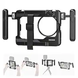 Neewer - Universal Smartphone Video Rig - with Handles, 67mm Filter Adapter & Cold Shoe for iPhone/Android - Black
