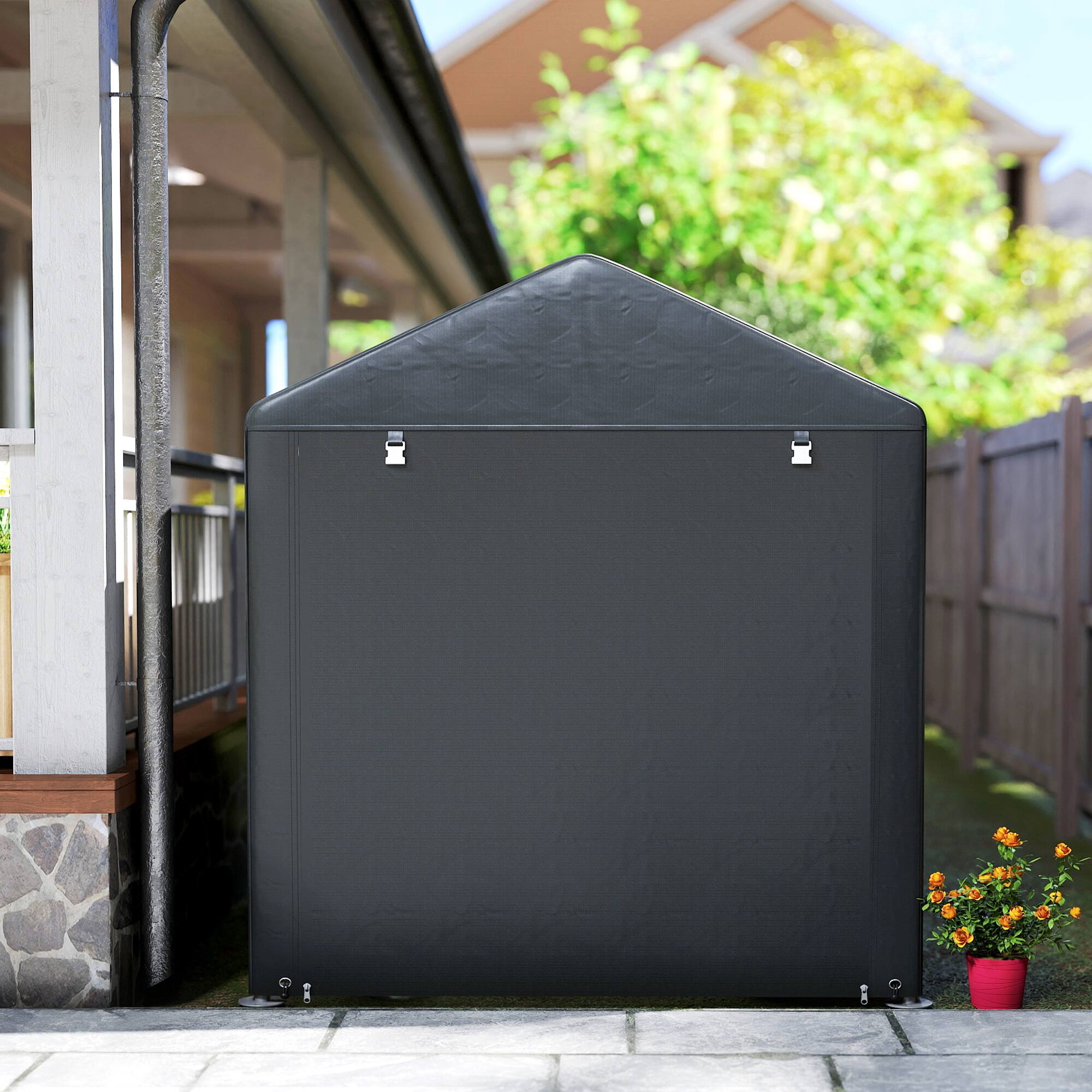 Alt View 6. Outsunny - Outsunny Portable Storage Shed Heavy Duty Outdoor Shed, Black - Black.